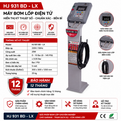 Máy Bơm Lốp Tự Động HPMM HJ931B-LX – Giải Pháp Bơm Lốp Chuyên Nghiệp Cho Garage