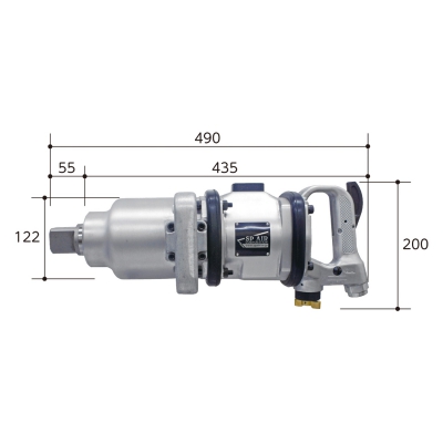 Súng vặn ốc 1 trục ngắn chuyên dùng vặn ốc xe tải, công trình, xe khách, container, lực siết 4200 Nm hãng SP-AIR Nhật Bản model SP-6500